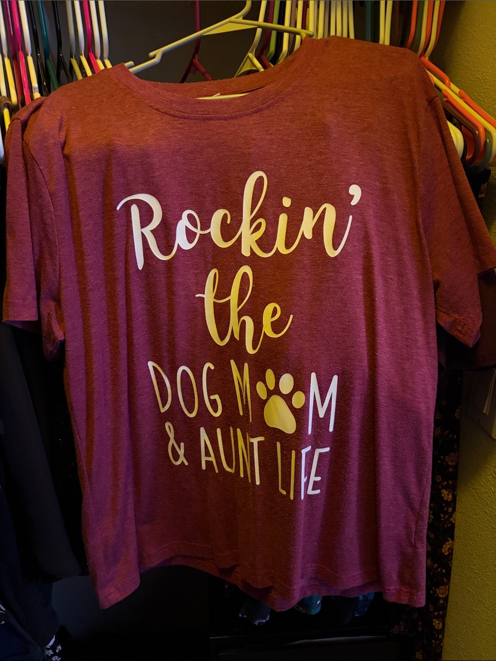 Dog Mom & Aunt Life Graphic Tee - Maroon